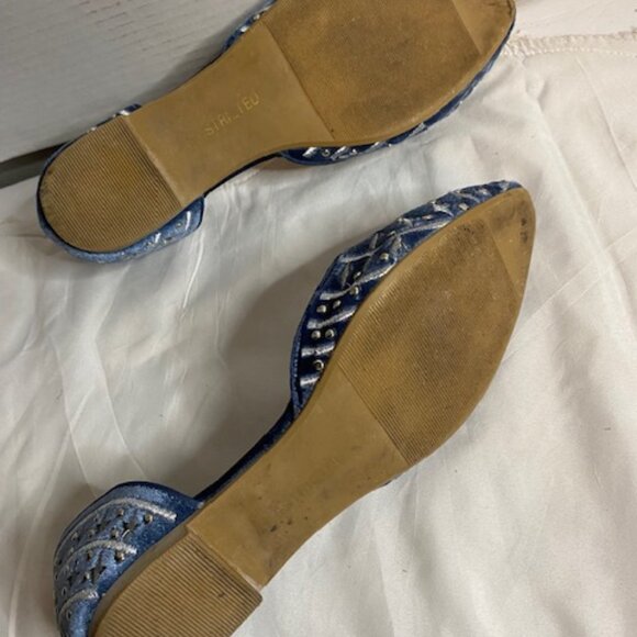 Restricted Studded Slip On Pointed Loafer, Blue Fabric, size 7 - Picture 6 of 8